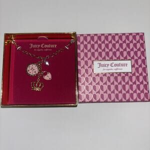 Juicy Couture Y2K Juicy Icon Heart Necklace Gold Tone Box and Tag Crown Lock VTG